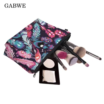 

GABWE Multifunction Women Printed Feather Dream Catcher Cosmetic Bag Fantasy Blue Makeup Bag Storage Toiletry Bags for Travel