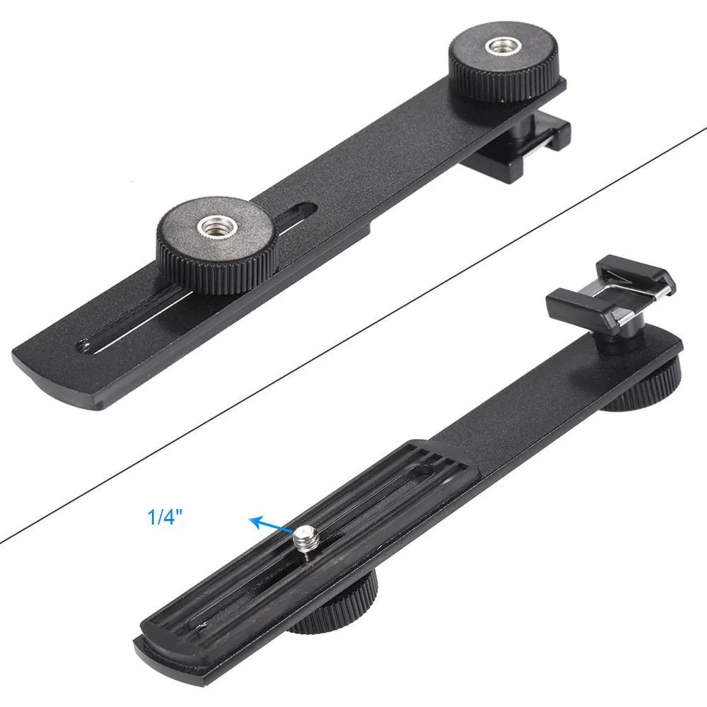

Kaliou Universal Camera Flash Bracket Light Stand Mount Holder with Two 1/4 Screw Mount for Flashgun Digital DC Camera Arms