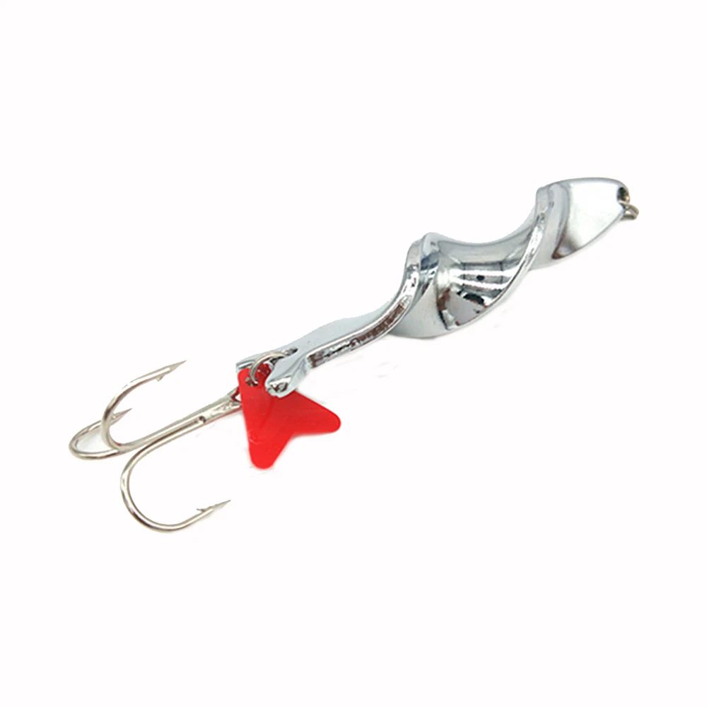 

1pc Fishing Hook Silver Twisted Spinning Lure Fishing Spoon Artificial Bait Rolling Sequins Noise Paillette Feather Treble