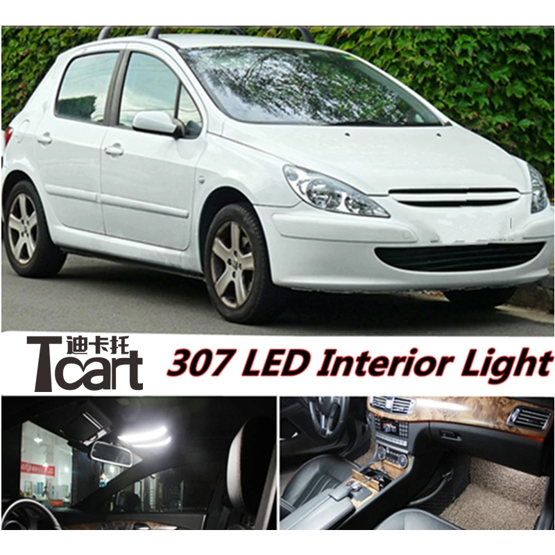 

Tcart 7pcs Car LED Interior Light Kit Front Trunk bulb rear Dome light Map lamp for Peugeot 307 accessories 2002-2011 year