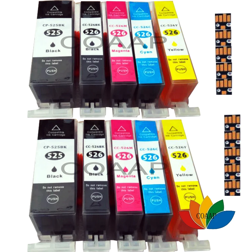 10 Compatible Ink for Canon PGI-525XL CLI-526XL Pixma MG6110 MG6120 MG8120 MG6220 MX885 Printer With chip