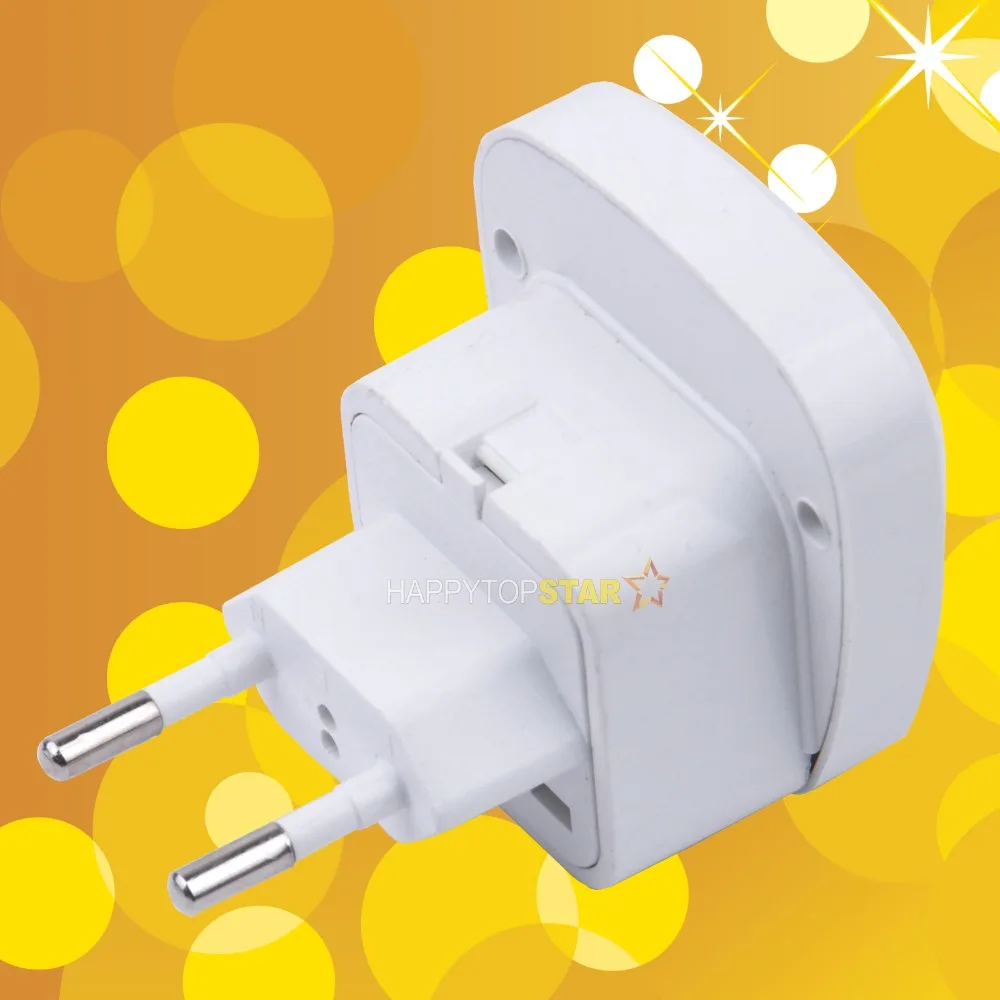 

Universal UK/US/AU Socket to Brazil EURO Russia Israel Italy Denmark Poland 2 Pin Travel Power Adapter Plug With Safety Shutter