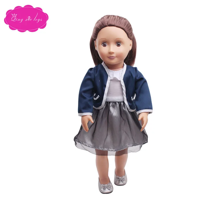 18 дюймов куклы для девочек детская одежда, комплект из 2 предметов с юбкой, костюм 5 видов американская платье для новорожденных детские игрушки подходит 43 см для ухода за ребенком для мам, детские куклы, c34-c361