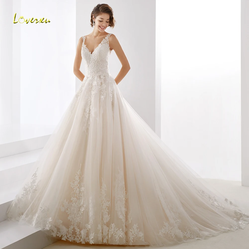 Свадебное платье с открытой спиной Loverxu Vestido De Noiva свадебное на бретельках