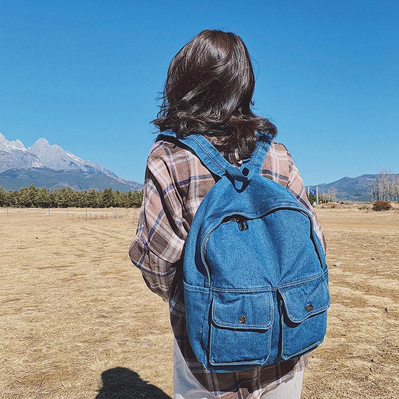 

New Denim Shoulder Bags Retro Cloth Artistic Girl Bag, Outdoor Travel Sports Backpack, Middle School Student's Backpack, 2019