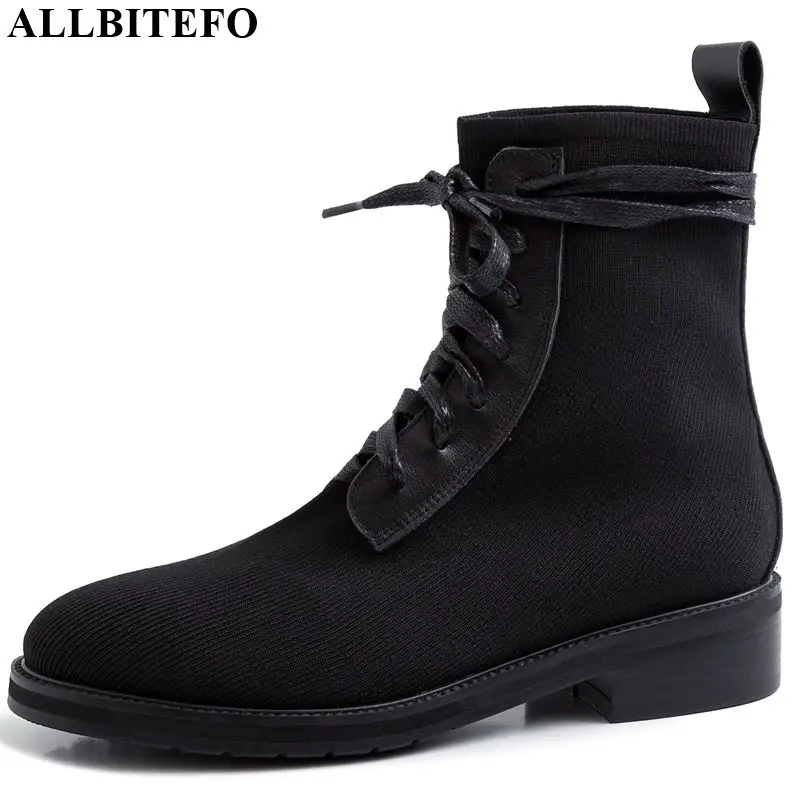 

ALLBITEFO natural genuine leather women boots Autumn Winter comfortable Leisure fashion girls ankle boots snow boots women