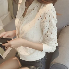 Женские короткие пальто размера плюс, весна, осень, зима, женская одежда, черный, белый, шифон, кружева, тонкий кардиган, пальто для женщин A1715