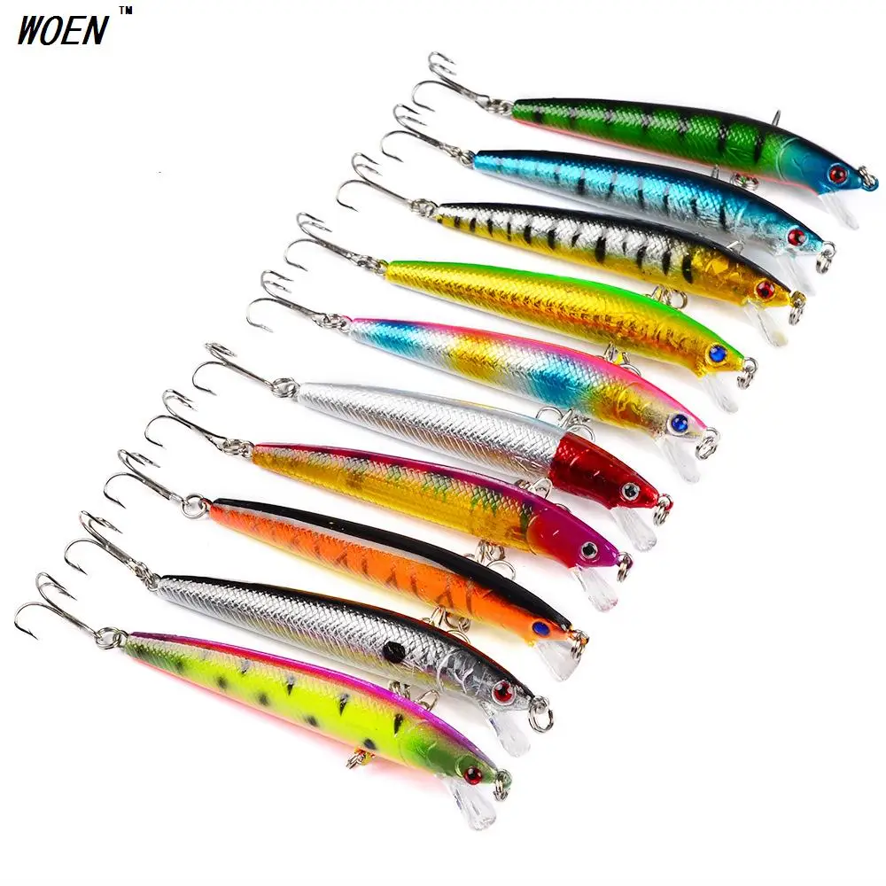 

WOEN 10 Color / bag sea Fishing Luya Hard fishing Lures 8.5g 9.5cm Pencil With hooks Bionic bait--DD2