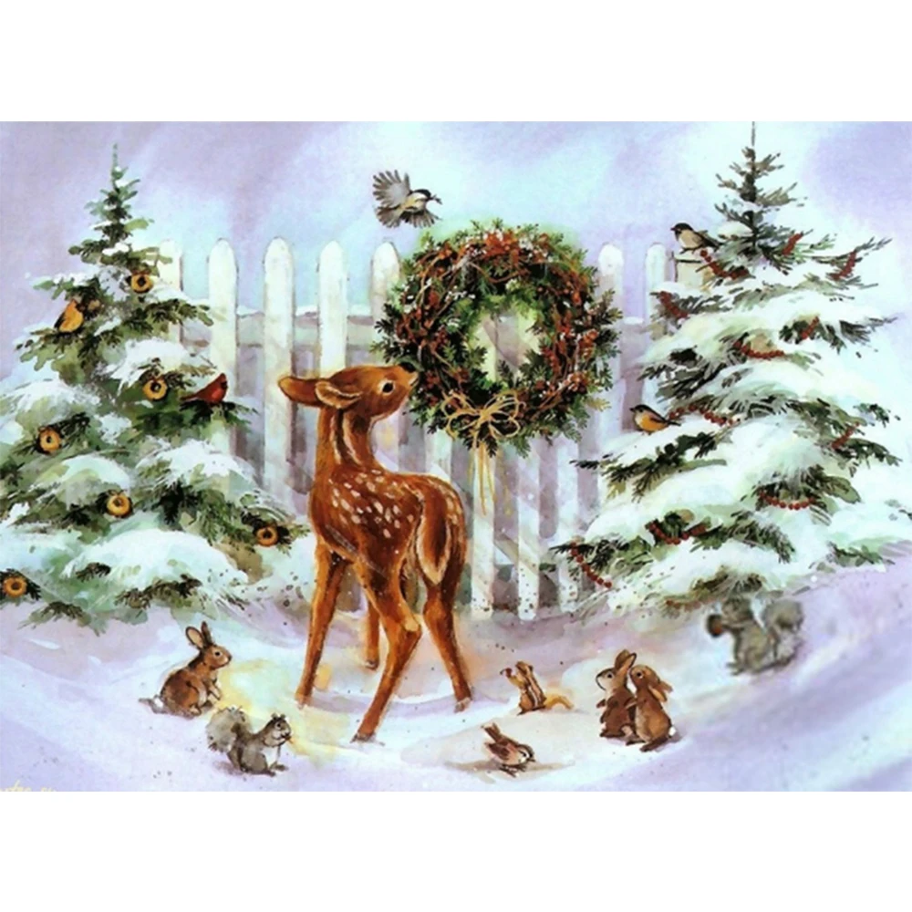 

LI LOYE DIY Diamond Painting Decorative Painting Christmas deer Mosaic 5D Diamond Embroidery Full Round Drill gift RT524