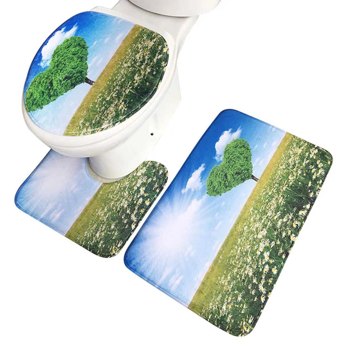 Коврик фланелевый набор с принтом для ванной коврик для ванной впитывающий Противоскользящий базовый Ковер Крышка для унитаза крышка для туалета Прачечная - Цвет: 13