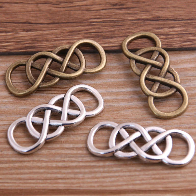 

PULCHRITUDE 10PCS 13*32mm Antique Bronze/Silver Metal Alloy Four Circles Jewelry Connectors Charms For Bracelet Making P6532