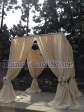Wedding Canopy Curtain with Stand Pavilion Frame with Backdrop Curtain champagne color 10ft x 10ft x 10ft