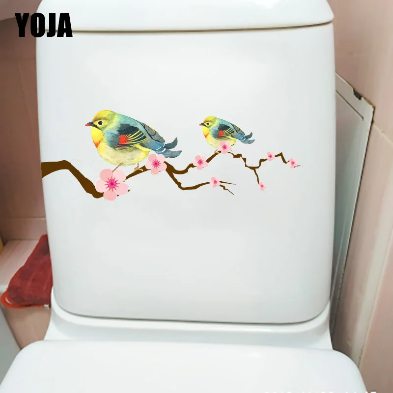 

YOJA 22.6X8.4CM Bird On Plum Branch Lovely Cartoon Wall Sticker Decal Classic Toilet WC Decoration T1-1416