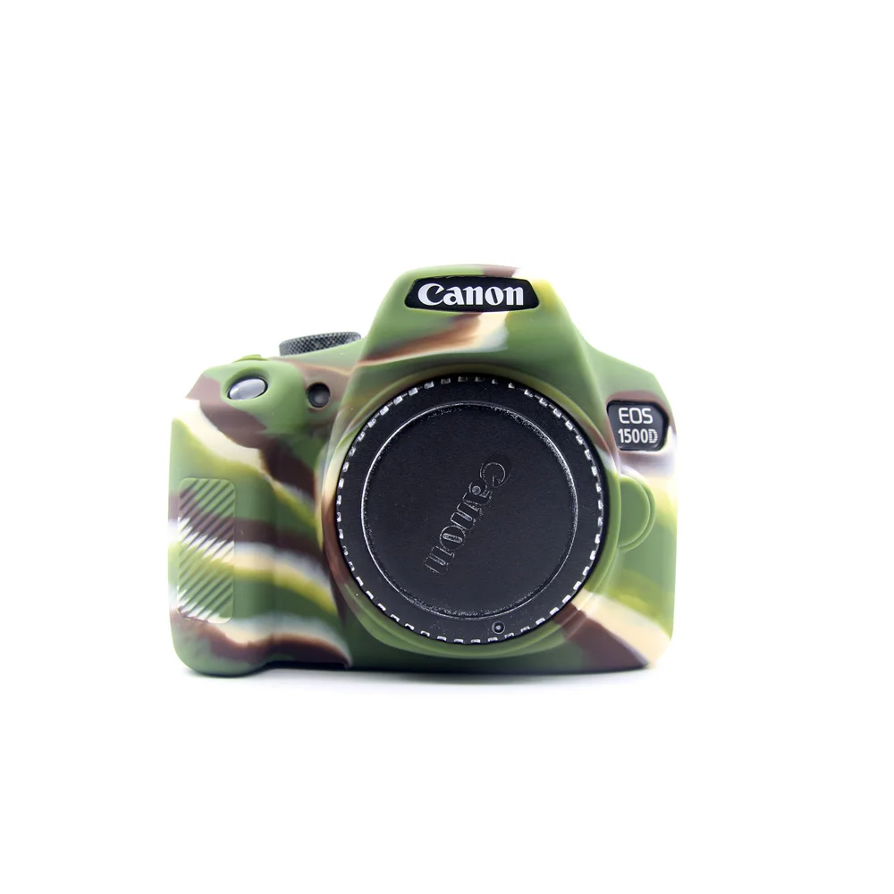 Красочные силиконовые Камера чехол для цифровой однообъективной зеркальной камеры Canon EOS 1300D/2000D/1500D/EOS Rebel T6/Kiss X80 резиновые Камера кожного покрова SLR Камера сумка - Цвет: Зеленый