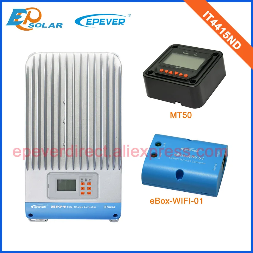 

Factory price mppt controller 45A 45amp IT4415ND with black MT50 remote meter and wifi fcuntion box