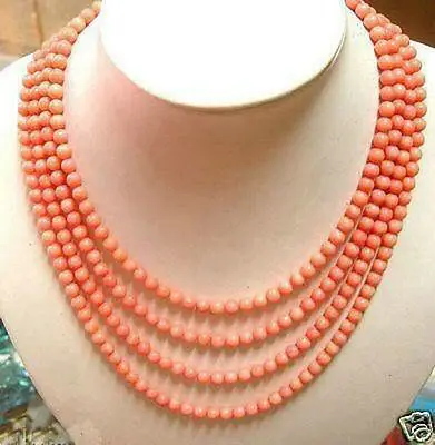 

FREE SHIPPINGRare 4 rows 5-6mm Pink coral beads necklace