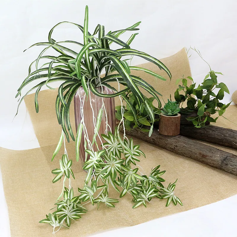 Flone Artificial Chlorophytum Plant Simulation Flower Vine Fake Plastic Plant Flower Bouquet Wedding Home Party Decor Art Floral (4)