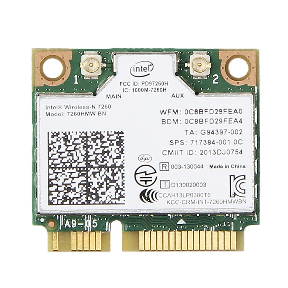 

Wireless Adapter Card for Intel 7260 7260HMW BN 802.11bgn 300Mbps Bluetooth 4.0 Mini PCI-E Wifi Card for dell asus acer