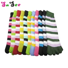 Модные полосатые милые носки с отдельными пятью пальцами ног для женщин Харадзюку хлопковые носки хипстер уличная одежда кавайные короткие забавные носки женские Meias