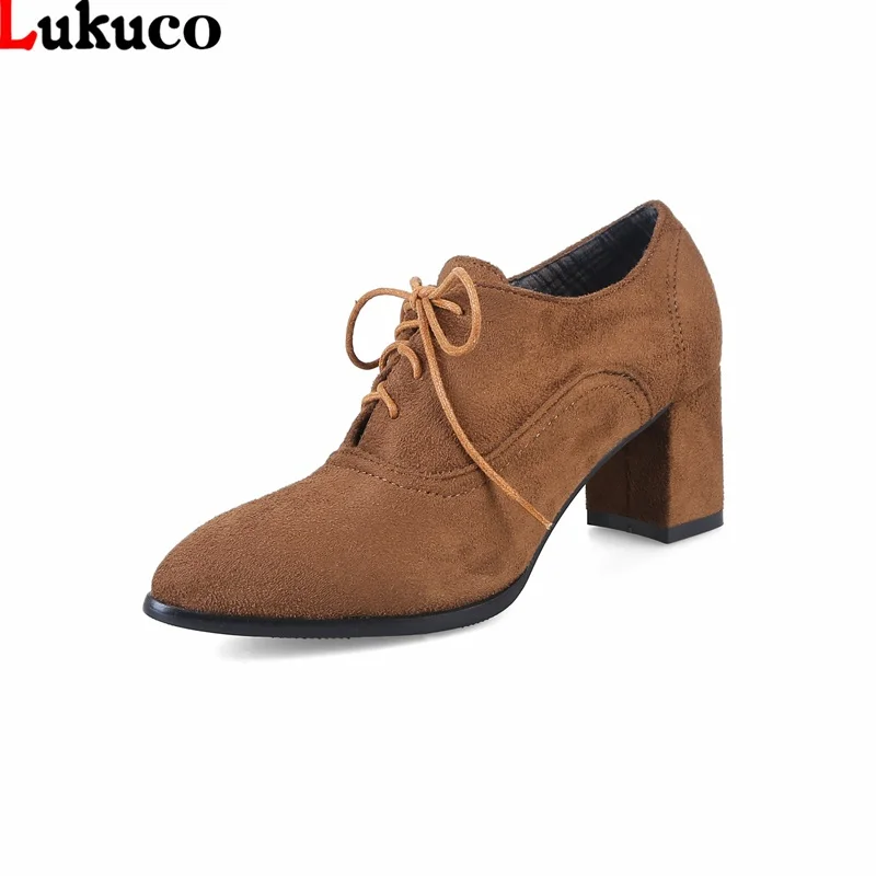 

Lace UP Chelsea Boot Large Size 34-48 Women Ankle Boots Pointed Toe Square Heels Women's Shoes Spring Autumn Winter Boots female