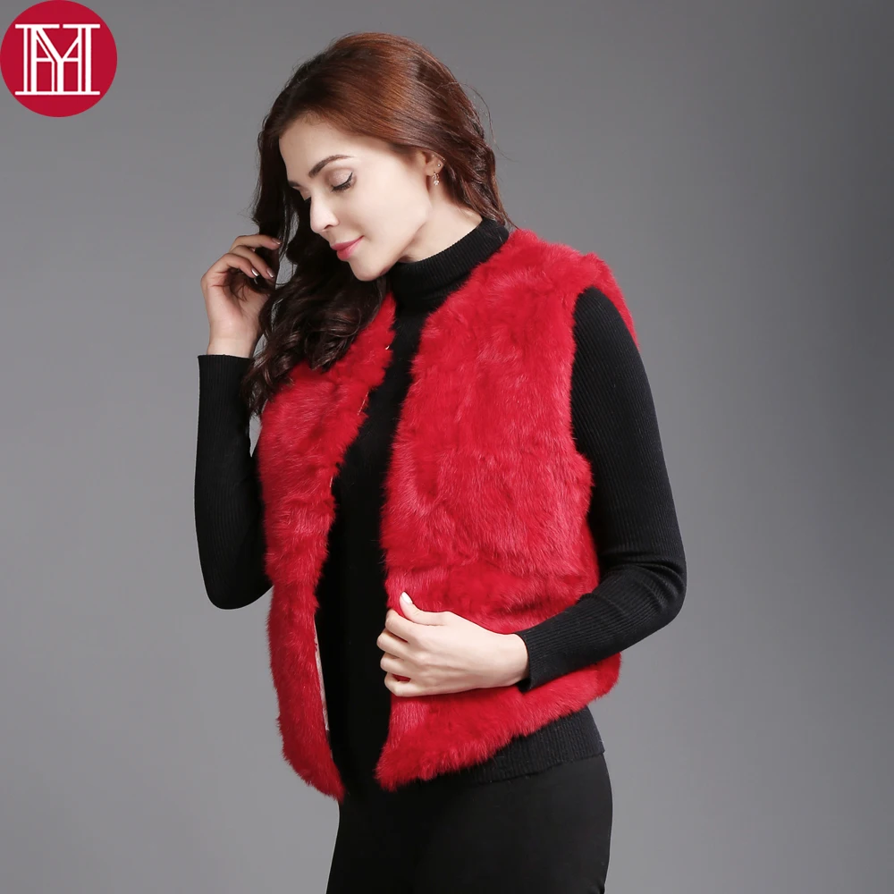 

2019 New Style Women Real Genuine Rabbit Fur Vest Fashion 100% Real Rabbit Fur Gilet Lady Real Rabbit Fur Short Sleeveless Coat