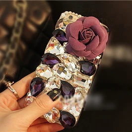 Хит продаж большой цветок DIY ошейник украшенный фальшивыми алмазами Bling Fundas чехол