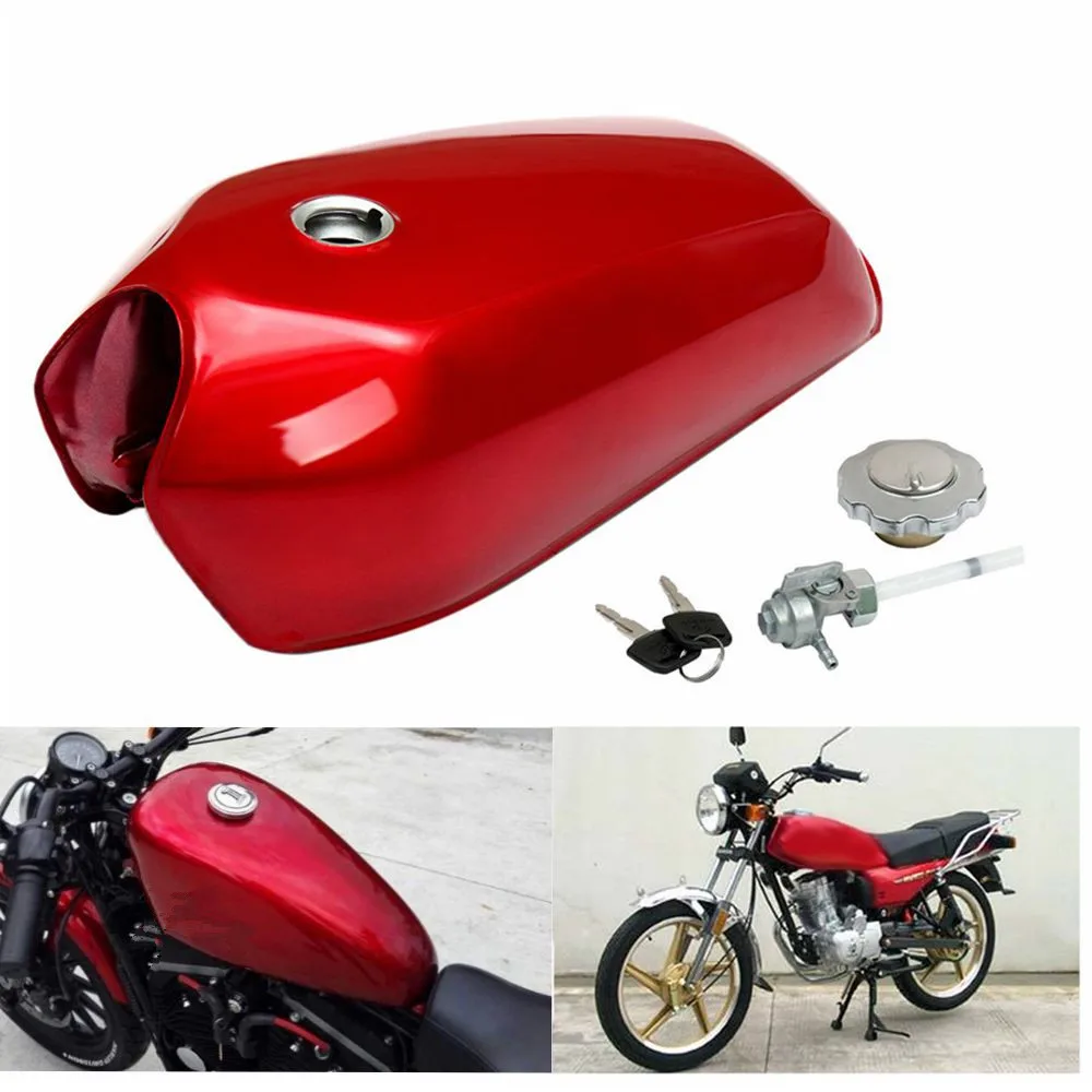 Универсальный мотоцикл 9L Топливный бак газа масляный ящик с железной крышкой кафе гонщик для Honda CG125 CG125S CG250 краска толстая красная