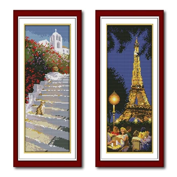 

countries landscape Paris tower Dutch big pinwheel Saint Petersburg Aegean Sea The Alps counted cross stitch kit embroidery 14ct