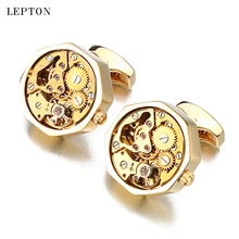 Newest Functional Watch Movement Cufflinks for mens High Quality Stainless Steel Steampunk Gear Watch Mechanism Cuff links