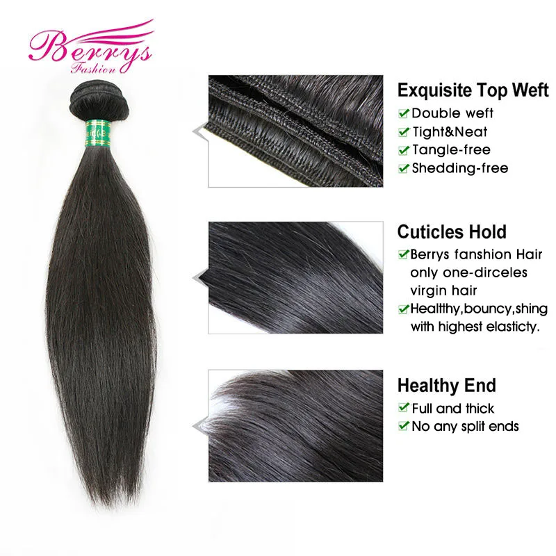 Human Hair Bundles Berrys Fashion 8-30inch Straight Hair Bundles Brazilian 4 Bundles Deal Hair Weave 100% Human Natural Color