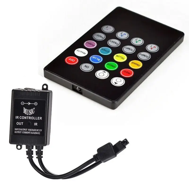 

NEW 20 Key IR Sound Sensor Music Remote Controller for RGB SMD 5050 3528 LED Strip Lamp Light DC