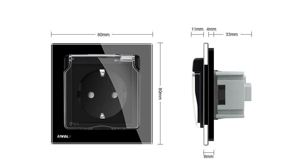 Стандарт ЕС розетка, белая стеклянная панель, AC 110~ 250 В 16A настенная розетка с водонепроницаемой крышкой