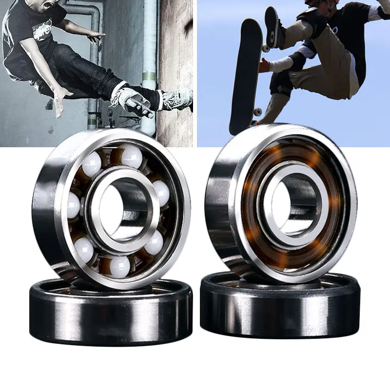 608RS Ceramic Ball Inline Skates Scooter Spare Bearings Drift Plate