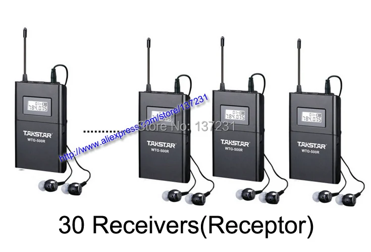 Приемник 30 шт./лот Takstar WTG-500 с одним приемником(включая наушники) беспроводной гид системы рецептор с наушниками в ухо