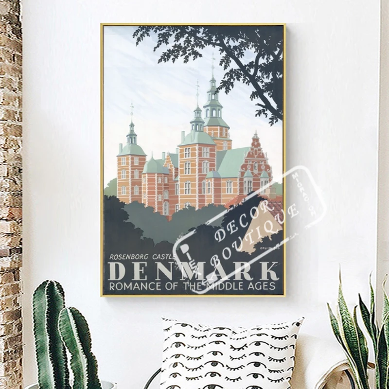 

6 Choices Visit Nordic Denmark Pop Art Travel Poster Vintage Retro Poster Canvas DIY Wall Paper Posters Home Gift Decoration