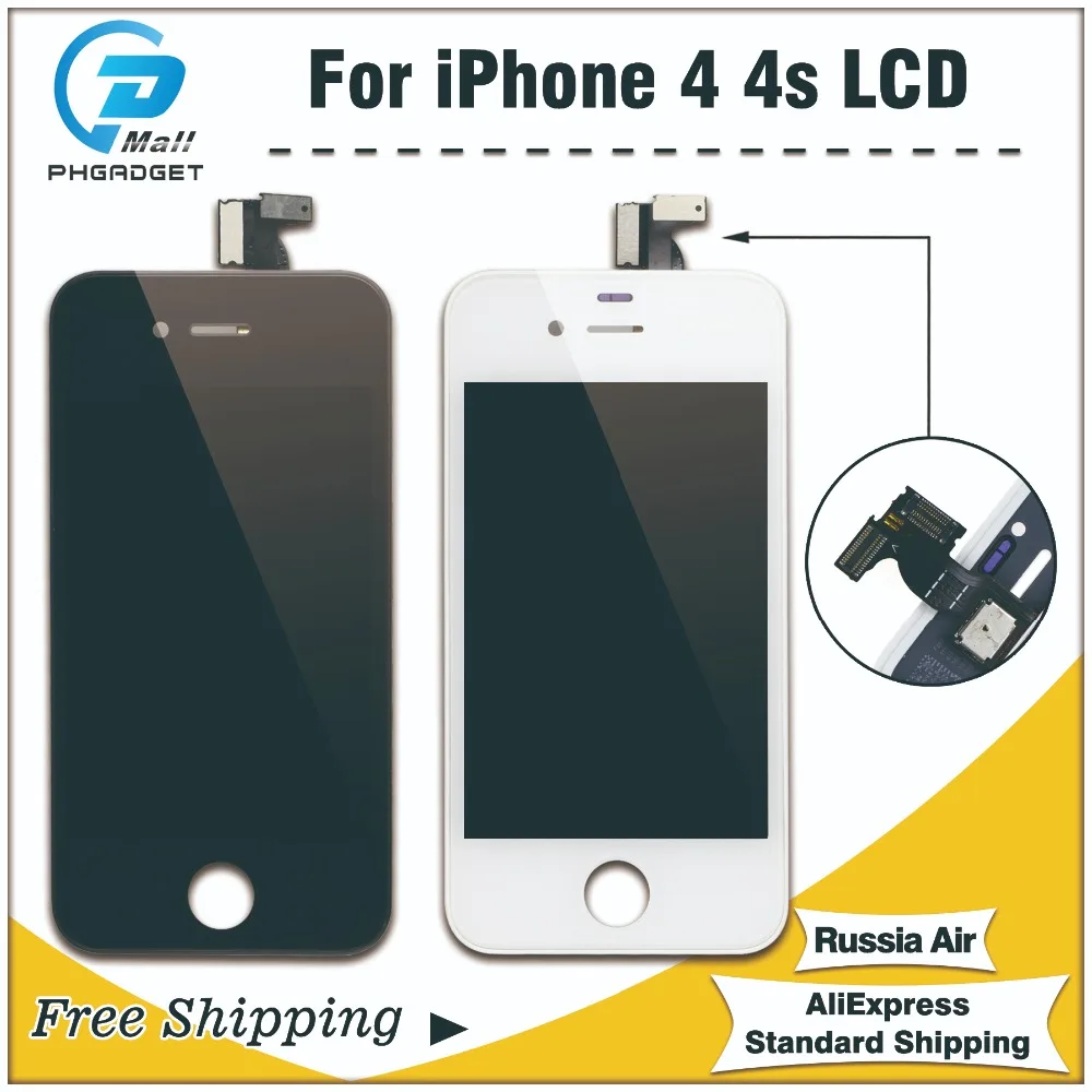 

1PCS AAA Quality LCD for iPhone 4 4s Display Screen Touch Digitzer Replacement Black/White