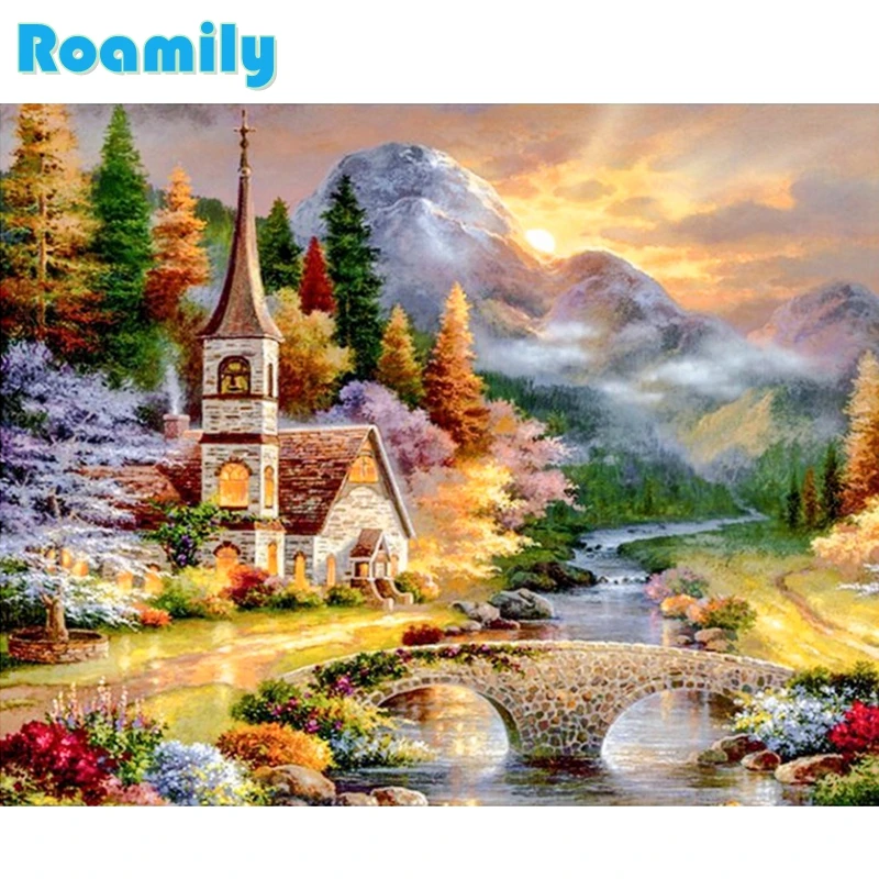 

Landscape,5D Diy Diamond Painting Square,House In The Forest,Picture By Rhinestones,Picture on Wall,Daimond Painting Volledig