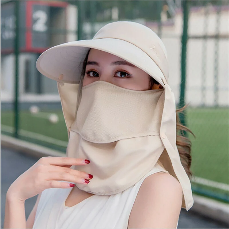 

N Flap Cap Women Wide Brim Foldable Portable Sunshade Quick Drying Detachable Neck Cover Sun Hat Sportswear Accessories Outdoor