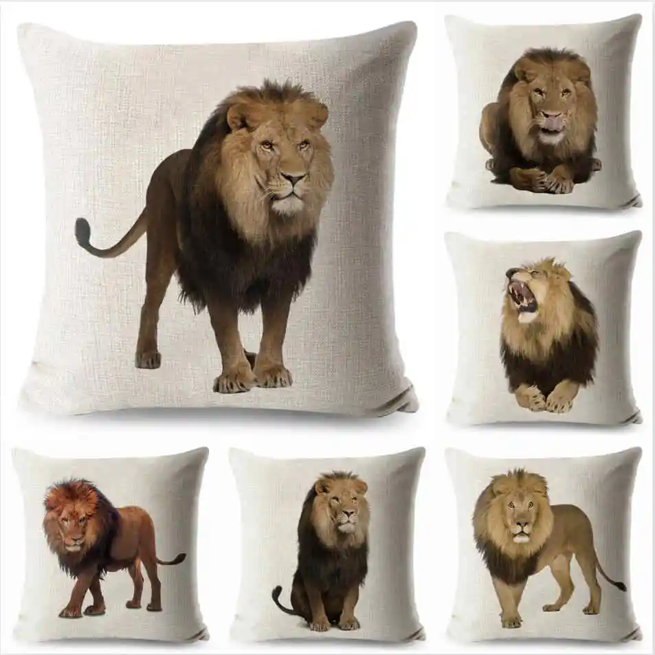 HGLEGYW Watercolor Lion Pillow Case Animals Square Decorative Cushion Cover HGLEGYW Watercolor Lion Pillow Case Animals Square Decorative Cushion Cover