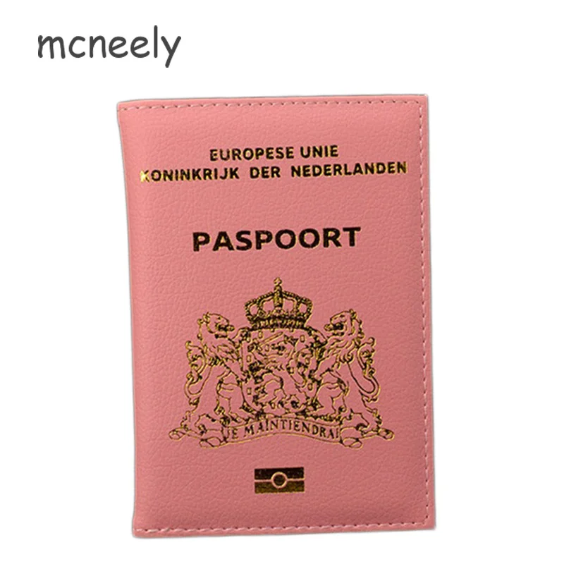 Модный защитный чехол для паспорта для путешествий из Нидерландов, деловой бумажник, защитная обложка для паспорта для голландского - Цвет: Deep Pink