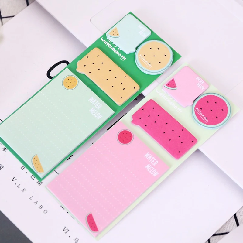 2 шт. Новинка нарезанный арбуз Блокнот N Times Липкие заметки Kawaii Канцтовары DIY
