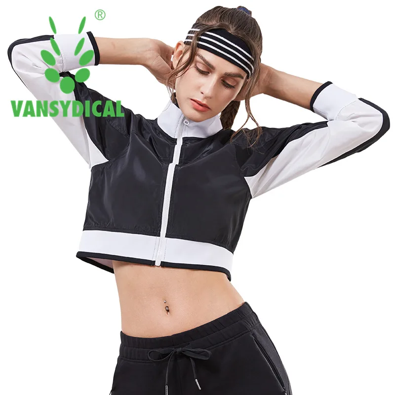 Vansydical женская сексуальная спортивная рубашка куртка футболка для фитнеса