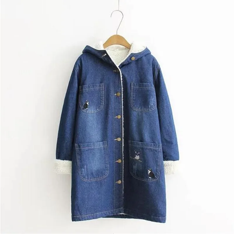 Della Velluto Cotone Cappuccio Allentato Da Con Cappotto Sportiva Giacca Tratti Blu Gufo Tuta Caldo Del Cowboy Inverno Agnello Casuale Donne Rivestimento Di Lunghi SYHwTqpn