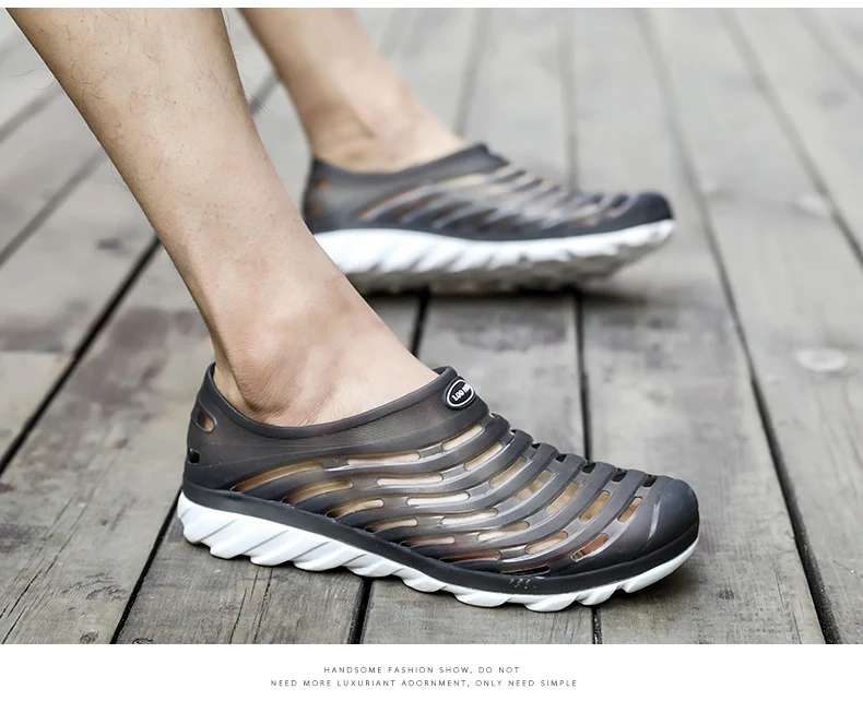 Big Size 40-45 Croc Men Black Garden Street Style Trending Aqua Clogs Hot Band Sandalias Summer Slides Beach Shoes (13)