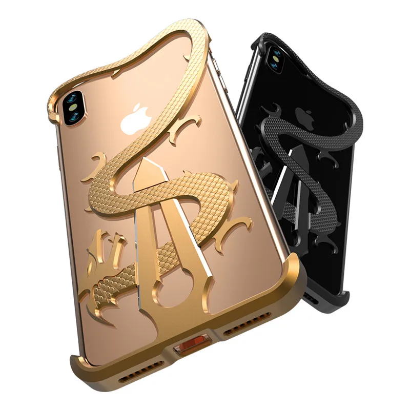 R-just китайский дизайн дракона металлический чехол для телефона iphone XS MAX X XS XR противоударный чехол для мобильного телефона iphone XS