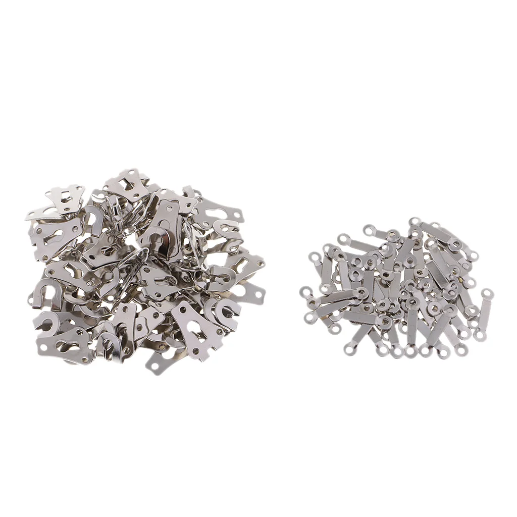 50 Sets Metal Sew On Hook & Eye For Trouser Skirt Sewing Fasteners Silver 20*14mm