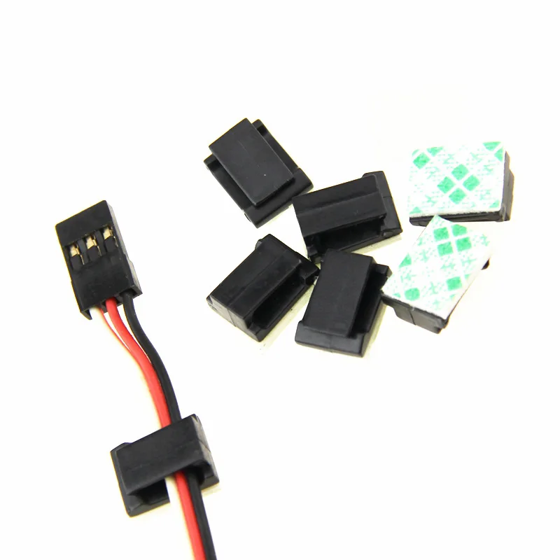 Best Deal 10Pcs Servo Cable Safety Buckle Clip with Double Sided Foam Adhesive Tapes Black RC