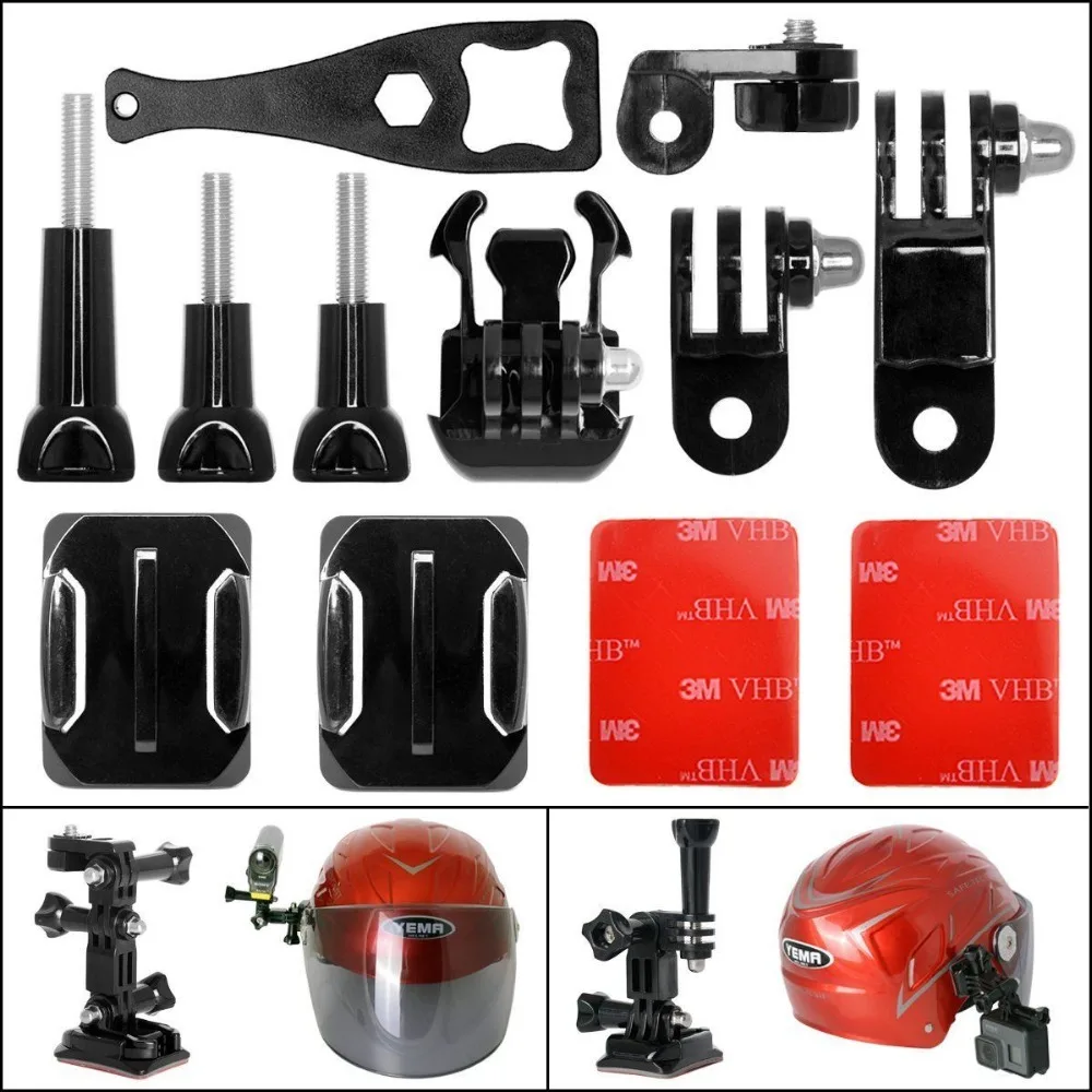 12 in 1 Action Camera Helmet Side Mount Kit Adhesive Mount fr GoPro