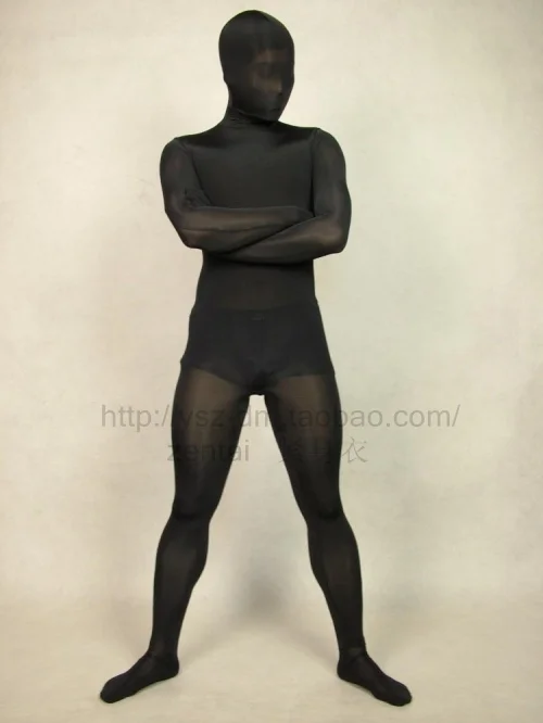 Черный спандекс сетки зентай костюм Хэллоуин вечерние костюмы