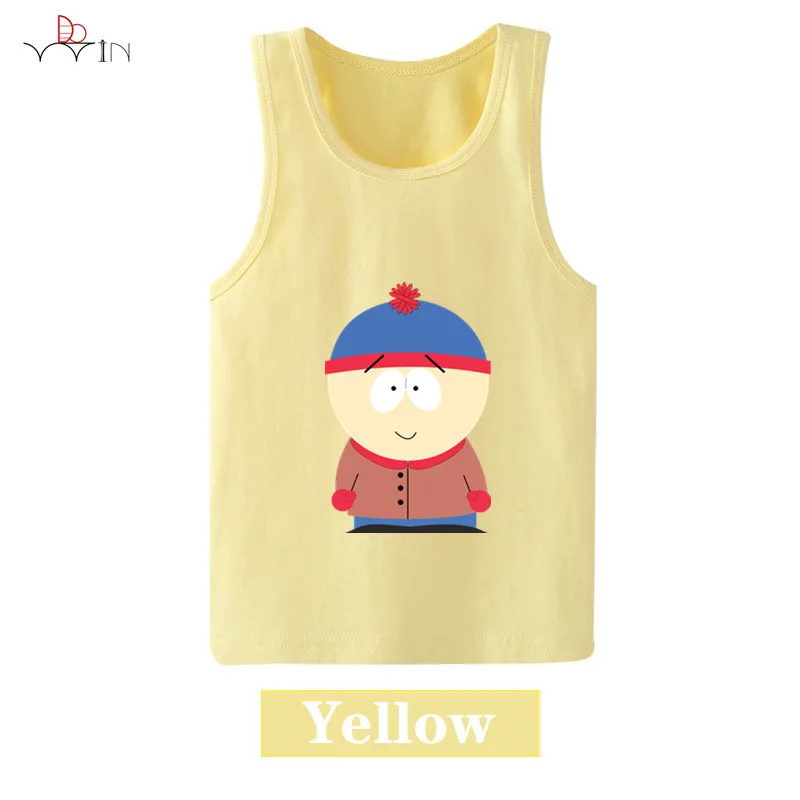Популярная футболка Stan Marsh, Летние Стильные футболки с рисунками, футболка для мальчиков и девочек, детская футболка без рукавов, жилет, 2-12 лет